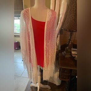 Reba white lace cardigan sz l/xl beautiful